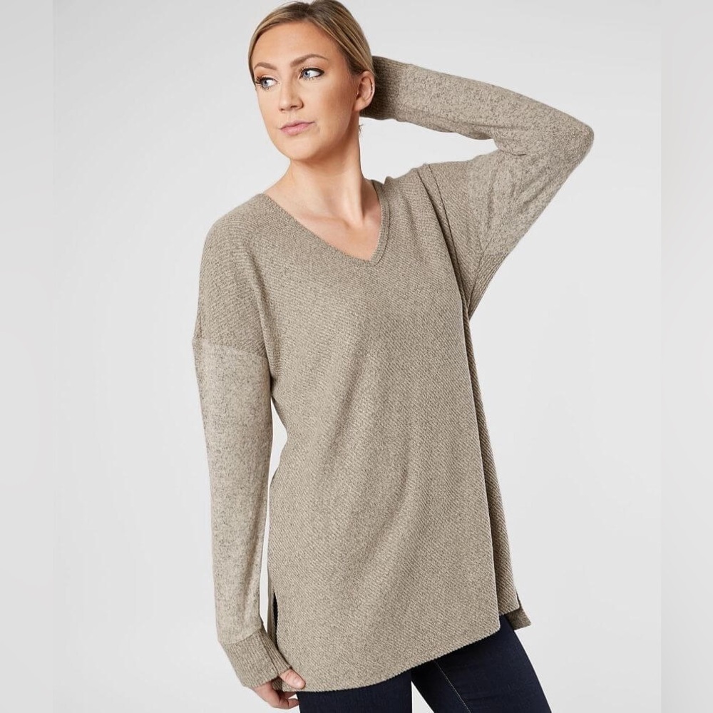 Daytrip Cozy Ribbed Top in Taupe Size S